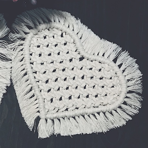 NEW: [4pc Set] Macrame Knotted w/♥️🌻BOHO Stylish Custom Made Woven Coasters Set - Picture 7 of 17